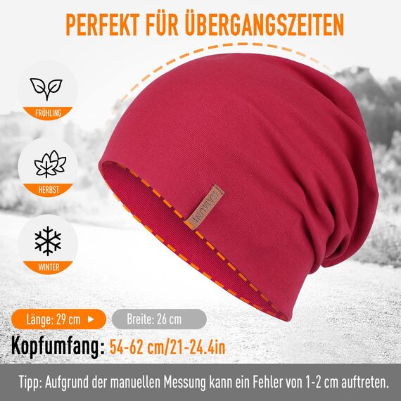 HAMUNI Mütze Damen Herren, Weich Dünne Slouch Beanie Mütze aus Baumwolle, Leichte Atmungsaktiv Longbeanie, Elastisch Jersey Chemo Mütze für Alle Jahreszeiten