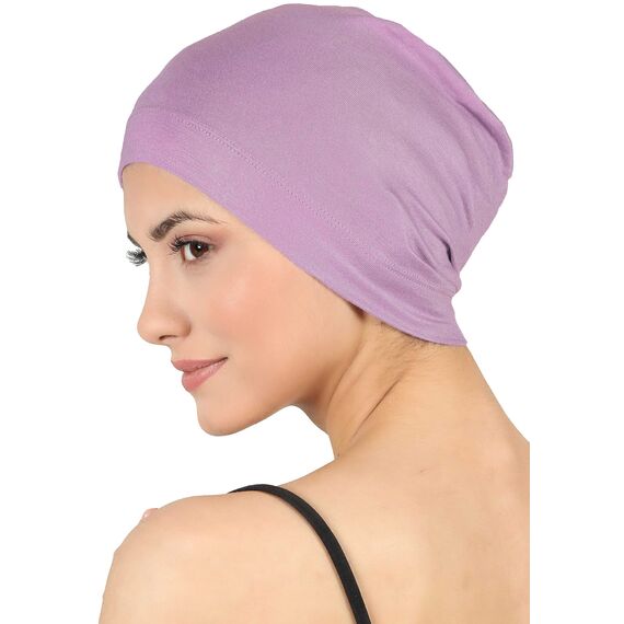 Deresina Bambus Chemo-Kopfbedeckung für Frauen & Männer – Ultra-weiche, atmungsaktive Schlafmütze bei Alopezie & Haarausfall, leichte Beanie für Tag & Nacht (Lavendel - Einheitsgröße)