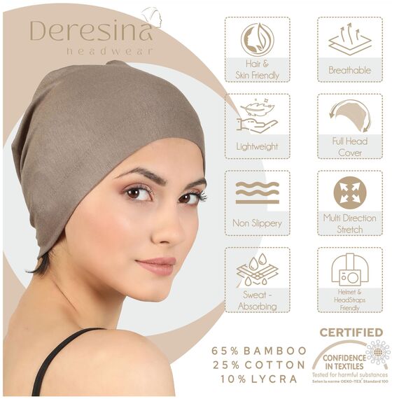 Deresina Bambus Chemo-Kopfbedeckung für Frauen & Männer – Ultra-weiche, atmungsaktive Schlafmütze bei Alopezie & Haarausfall, leichte Beanie für Tag & Nacht (x Schwarz - Maulbeere - Einheitsgröße)