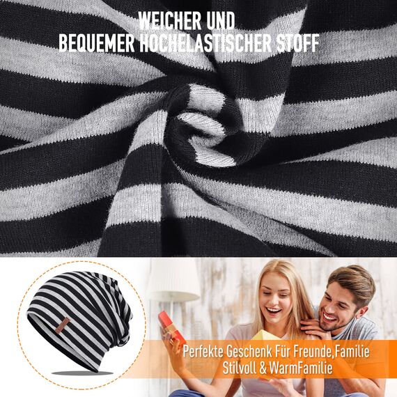 HAMUNI Mütze Damen Herren, Weich Dünne Slouch Beanie Mütze aus Baumwolle, Leichte Atmungsaktiv Longbeanie, Elastisch Jersey Chemo Mütze für Alle Jahreszeiten