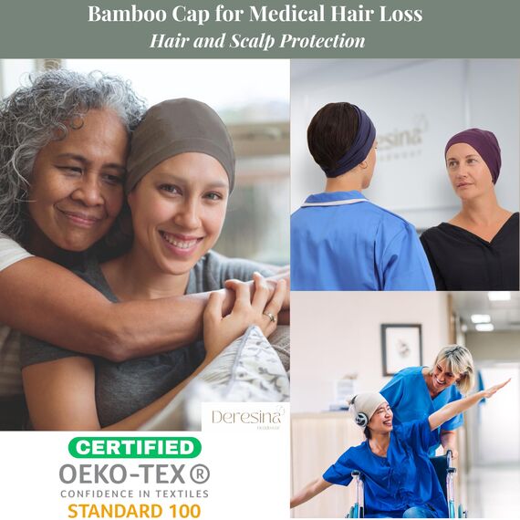 Deresina Bambus Chemo-Kopfbedeckung für Frauen & Männer – Ultra-weiche, atmungsaktive Schlafmütze bei Alopezie & Haarausfall, leichte Beanie für Tag & Nacht (Apfelgrün - Einheitsgröße)