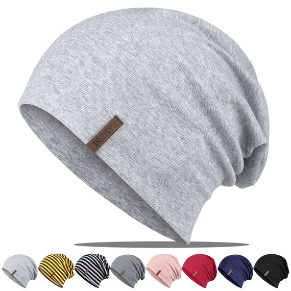 HAMUNI Mütze Damen Herren, Weich Dünne Slouch Beanie Mütze aus Baumwolle, Leichte Atmungsaktiv Longbeanie, Elastisch Jersey Chemo Mütze für Alle Jahreszeiten