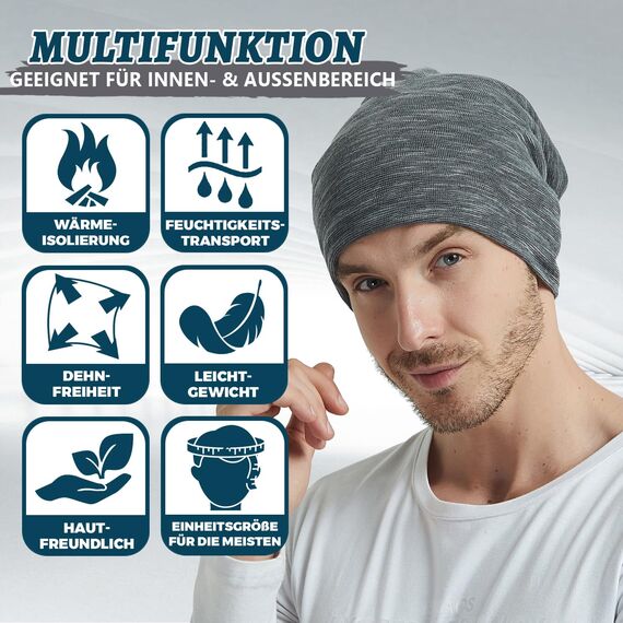 EINSKEY Slouch Beanie Mütze: Weich Dünne Baumwollmütze Damen Herren, Atmungsaktiv Jersey, Elastisch Longbeanie Alle Jahreszeiten, Ideal Chemo/Laufmütze​