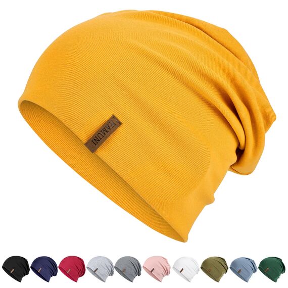 HAMUNI Mütze Damen Herren, Slouch Beanie Mütze, Weich Dünne Mütze aus Baumwolle, Leichte Atmungsaktiv Longbeanie, Elastisch Laufmütze für Alle Jahreszeiten