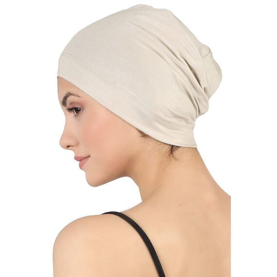 Deresina Bambus Chemo-Kopfbedeckung für Frauen & Männer – Ultra-weiche, atmungsaktive Schlafmütze bei Alopezie & Haarausfall, leichte Beanie für Tag & Nacht (Umbra Taupe - Einheitsgröße)