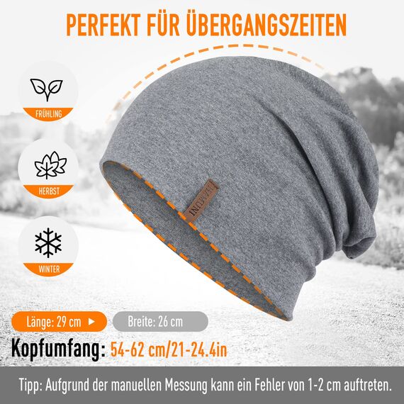 HAMUNI Mütze Damen Herren, Weich Dünne Slouch Beanie Mütze aus Baumwolle, Leichte Atmungsaktiv Longbeanie, Elastisch Jersey Chemo Mütze für Alle Jahreszeiten