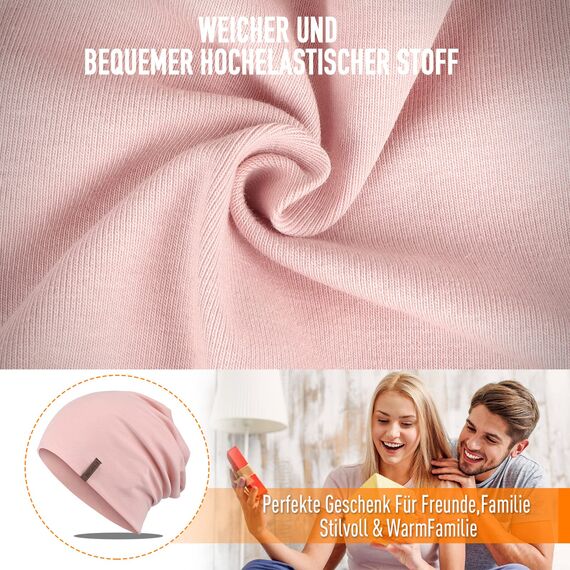 HAMUNI Mütze Damen Herren, Weich Dünne Slouch Beanie Mütze aus Baumwolle, Leichte Atmungsaktiv Longbeanie, Elastisch Jersey Chemo Mütze für Alle Jahreszeiten