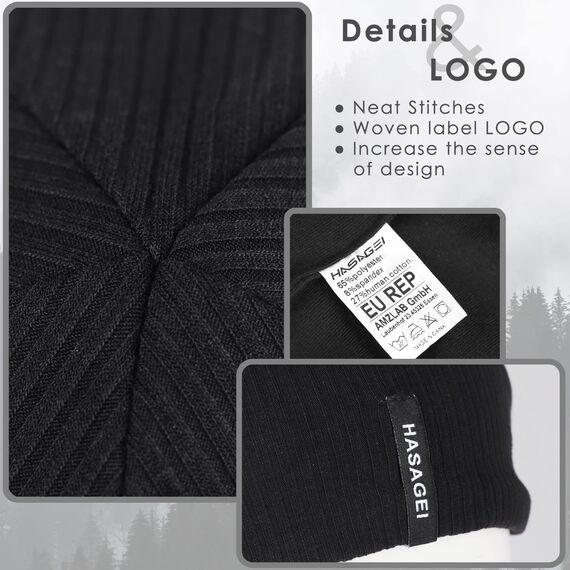 HASAGEI Mütze Herren Damen, Slouch Beanie Mütze Damen, Übergangszeit Weiche Leicht Modische Jersey Beanie, Unisex Warm Winter Mütze Ideal für Frühling Herbst und Winter (Schwarz)