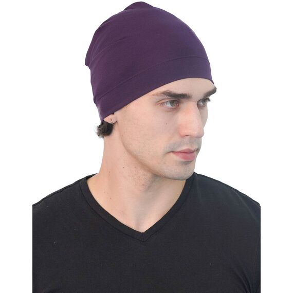 Deresina Bambus Chemo-Kopfbedeckung für Frauen & Männer – Ultra-weiche, atmungsaktive Schlafmütze bei Alopezie & Haarausfall, leichte Beanie für Tag & Nacht (Maulbeere - Einheitsgröße)