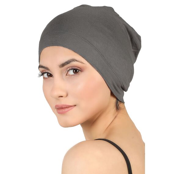 Deresina Bambus Chemo-Kopfbedeckung für Frauen & Männer – Ultra-weiche, atmungsaktive Schlafmütze bei Alopezie & Haarausfall, leichte Beanie für Tag & Nacht (Anthrazitgrau - Einheitsgröße)