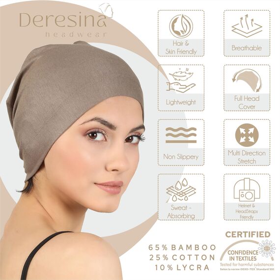 Deresina Bambus Chemo-Kopfbedeckung für Frauen & Männer – Ultra-weiche, atmungsaktive Schlafmütze bei Alopezie & Haarausfall, leichte Beanie für Tag & Nacht (x Caroline - Türkis - Einheitsgröße)