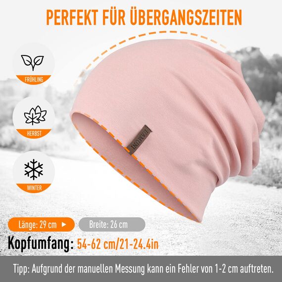 HAMUNI Mütze Damen Herren, Weich Dünne Slouch Beanie Mütze aus Baumwolle, Leichte Atmungsaktiv Longbeanie, Elastisch Jersey Chemo Mütze für Alle Jahreszeiten