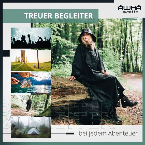 AWHA Südwester Regenhut schwarz/Unisex - wasserdichte Mütze mit breiter Krempe und Ohrenklappen