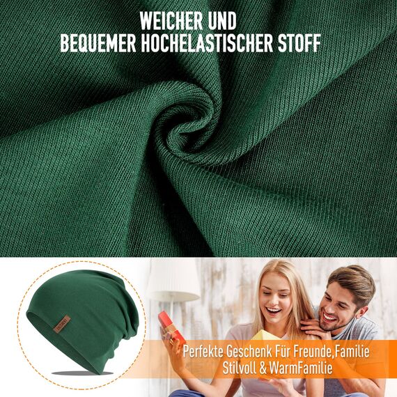 HAMUNI Mütze Damen Herren, Slouch Beanie Mütze, Weich Dünne Mütze aus Baumwolle, Leichte Atmungsaktiv Longbeanie, Elastisch Laufmütze für Alle Jahreszeiten