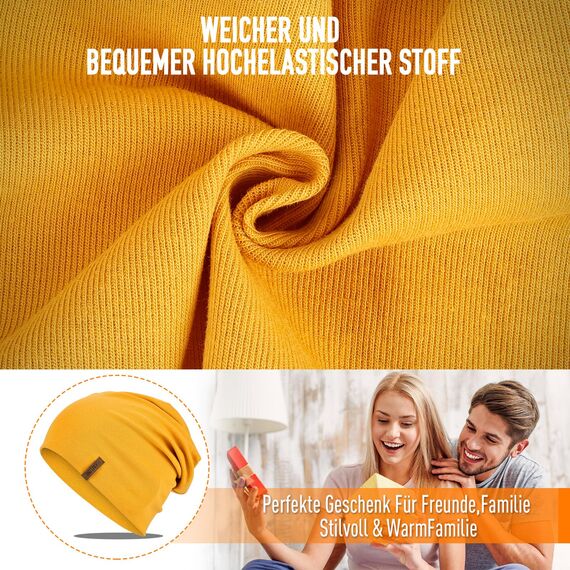 HAMUNI Mütze Damen Herren, Slouch Beanie Mütze, Weich Dünne Mütze aus Baumwolle, Leichte Atmungsaktiv Longbeanie, Elastisch Laufmütze für Alle Jahreszeiten