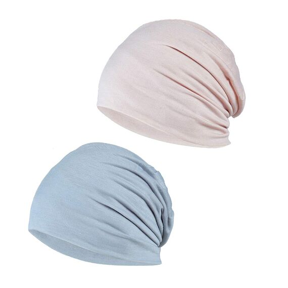 YOFASEN Slouchy Beanie Mütze - Chemo Cancer Kopfbedeckung aus Baumwolle Schlafmütze Turban Kopfbedeckung Strecken Muslimisches Kopftuch für Frauen Männer(2er Pack), beige + hellgrau, One size