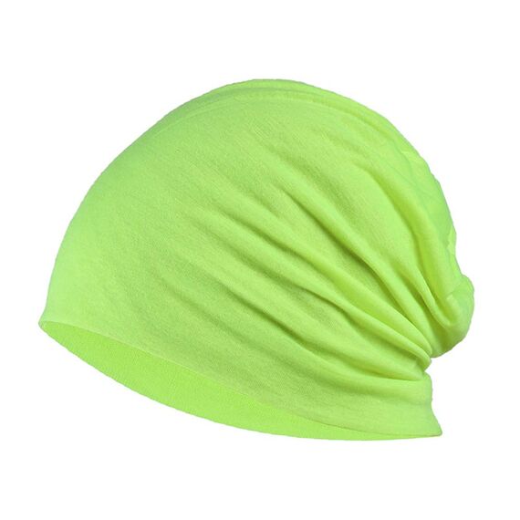 YOFASEN Slouchy Beanie Mütze - Chemo Cancer Kopfbedeckung aus Baumwolle Schlafmütze Turban Kopfbedeckung Strecken Muslimisches Kopftuch für Frauen Männer, Fluoreszierendes Gelb, One size