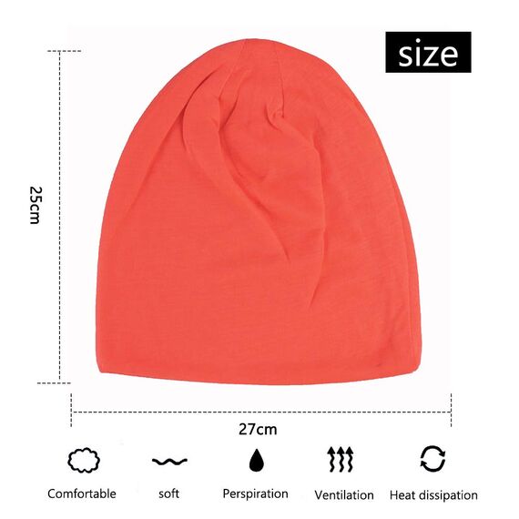 YOFASEN Slouchy Beanie Mütze - Chemo Cancer Kopfbedeckung aus Baumwolle Schlafmütze Turban Kopfbedeckung Strecken Muslimisches Kopftuch für Frauen Männer, Orange, One size