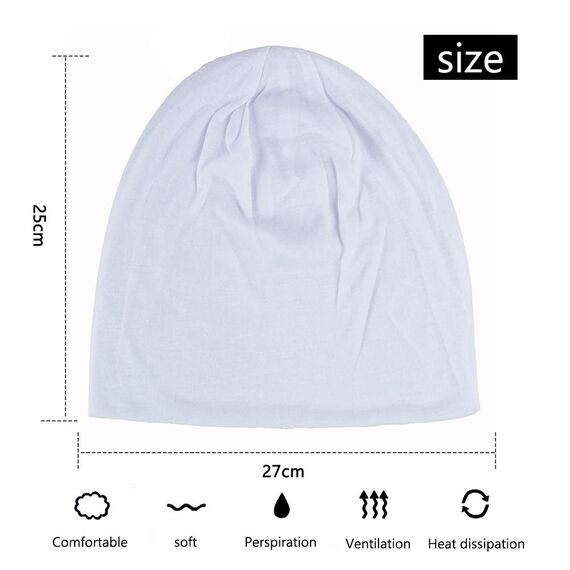 YOFASEN Slouchy Beanie Mütze - Chemo Cancer Kopfbedeckung aus Baumwolle Schlafmütze Turban Kopfbedeckung Strecken Muslimisches Kopftuch für Frauen Männer, Weiß, One size