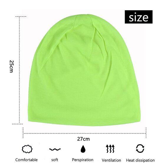 YOFASEN Slouchy Beanie Mütze - Chemo Cancer Kopfbedeckung aus Baumwolle Schlafmütze Turban Kopfbedeckung Strecken Muslimisches Kopftuch für Frauen Männer, Fluoreszierendes Gelb, One size