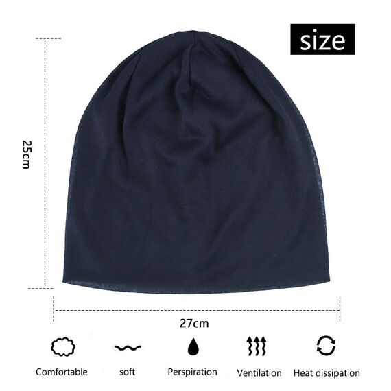 YOFASEN Slouchy Beanie Mütze - Chemo Cancer Kopfbedeckung aus Baumwolle Schlafmütze Turban Kopfbedeckung Strecken Muslimisches Kopftuch für Frauen Männer, Navy blau, One size