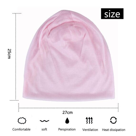 YOFASEN Slouchy Beanie Mütze - Chemo Cancer Kopfbedeckung aus Baumwolle Schlafmütze Turban Kopfbedeckung Strecken Muslimisches Kopftuch für Frauen Männer, Fluoreszierendes Rosa, One size
