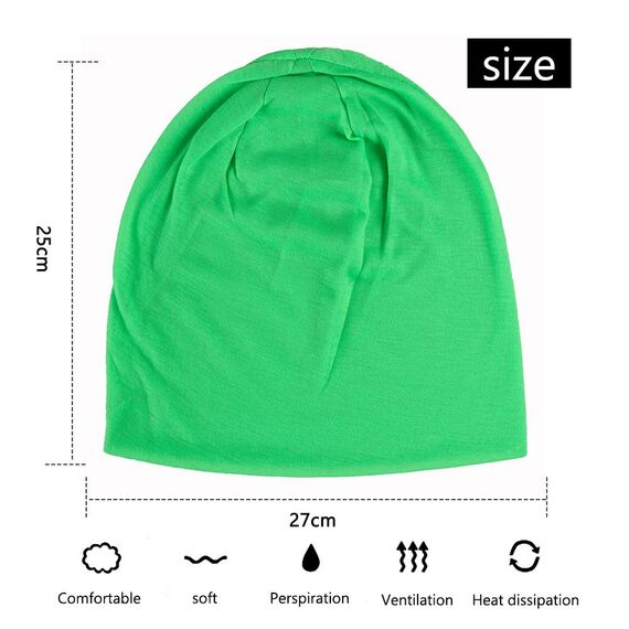 YOFASEN Slouchy Beanie Mütze - Chemo Cancer Kopfbedeckung aus Baumwolle Schlafmütze Turban Kopfbedeckung Strecken Muslimisches Kopftuch für Frauen Männer, Grün, One size
