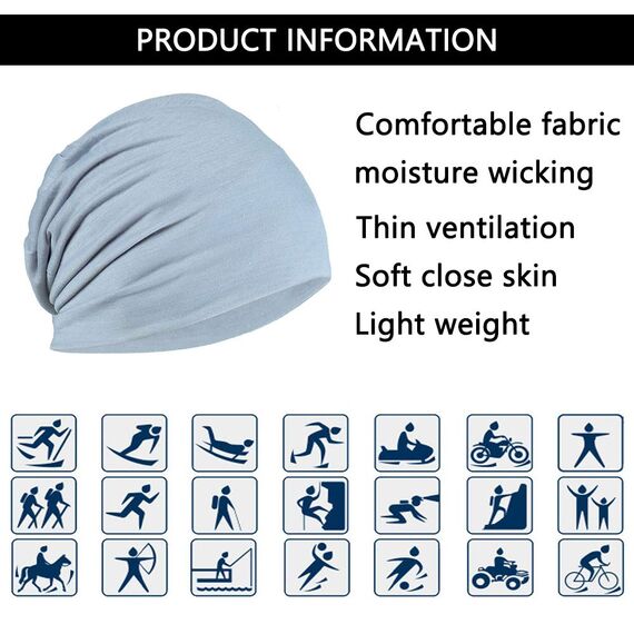 YOFASEN Slouchy Beanie Mütze - Chemo Cancer Kopfbedeckung aus Baumwolle Schlafmütze Turban Kopfbedeckung Strecken Muslimisches Kopftuch für Frauen Männer(2er Pack), schwarz + hellgrau, One size
