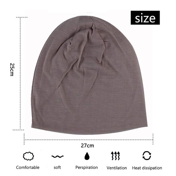 YOFASEN Slouchy Beanie Mütze - Chemo Cancer Kopfbedeckung aus Baumwolle Schlafmütze Turban Kopfbedeckung Strecken Muslimisches Kopftuch für Frauen Männer, Khaki, One size
