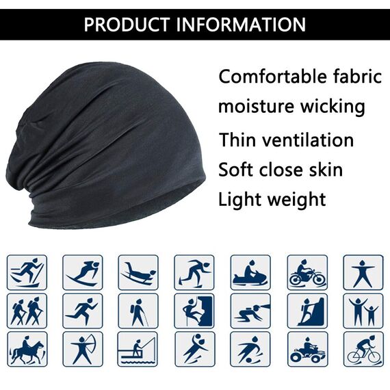YOFASEN Slouchy Beanie Mütze - Chemo Cancer Kopfbedeckung aus Baumwolle Schlafmütze Turban Kopfbedeckung Strecken Muslimisches Kopftuch für Frauen Männer, Dunkelgrau, One size