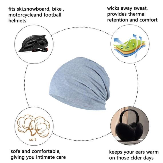 YOFASEN Slouchy Beanie Mütze - Chemo Cancer Kopfbedeckung aus Baumwolle Schlafmütze Turban Kopfbedeckung Strecken Muslimisches Kopftuch für Frauen Männer, Grau, One size