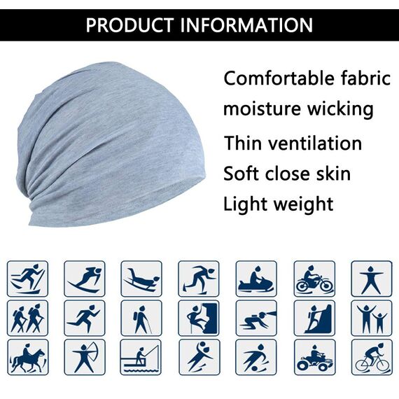 YOFASEN Slouchy Beanie Mütze - Chemo Cancer Kopfbedeckung aus Baumwolle Schlafmütze Turban Kopfbedeckung Strecken Muslimisches Kopftuch für Frauen Männer, Grau, One size