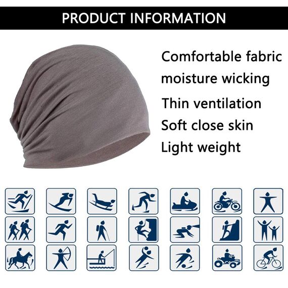 YOFASEN Slouchy Beanie Mütze - Chemo Cancer Kopfbedeckung aus Baumwolle Schlafmütze Turban Kopfbedeckung Strecken Muslimisches Kopftuch für Frauen Männer, Khaki, One size