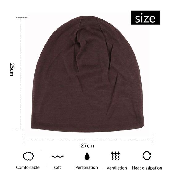 YOFASEN Slouchy Beanie Mütze - Chemo Cancer Kopfbedeckung aus Baumwolle Schlafmütze Turban Kopfbedeckung Strecken Muslimisches Kopftuch für Frauen Männer, Kaffee, One size