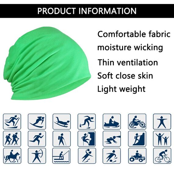 YOFASEN Slouchy Beanie Mütze - Chemo Cancer Kopfbedeckung aus Baumwolle Schlafmütze Turban Kopfbedeckung Strecken Muslimisches Kopftuch für Frauen Männer, Grün, One size