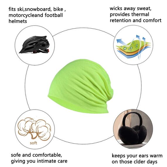 YOFASEN Slouchy Beanie Mütze - Chemo Cancer Kopfbedeckung aus Baumwolle Schlafmütze Turban Kopfbedeckung Strecken Muslimisches Kopftuch für Frauen Männer, Fluoreszierendes Gelb, One size
