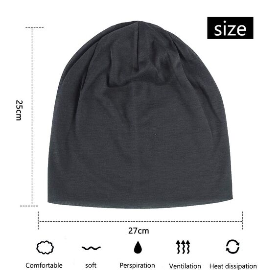 YOFASEN Slouchy Beanie Mütze - Chemo Cancer Kopfbedeckung aus Baumwolle Schlafmütze Turban Kopfbedeckung Strecken Muslimisches Kopftuch für Frauen Männer, Dunkelgrau, One size
