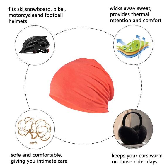 YOFASEN Slouchy Beanie Mütze - Chemo Cancer Kopfbedeckung aus Baumwolle Schlafmütze Turban Kopfbedeckung Strecken Muslimisches Kopftuch für Frauen Männer, Orange, One size
