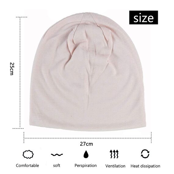 YOFASEN Slouchy Beanie Mütze - Chemo Cancer Kopfbedeckung aus Baumwolle Schlafmütze Turban Kopfbedeckung Strecken Muslimisches Kopftuch für Frauen Männer(2er Pack), beige + hellgrau, One size