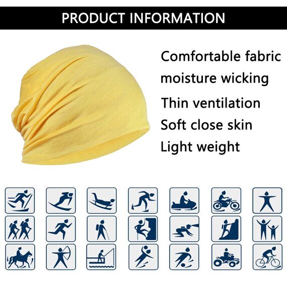 YOFASEN Slouchy Beanie Mütze - Chemo Cancer Kopfbedeckung aus Baumwolle Schlafmütze Turban Kopfbedeckung Strecken Muslimisches Kopftuch für Frauen Männer, Gelb, One size