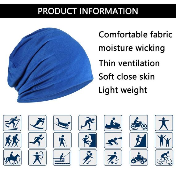 YOFASEN Slouchy Beanie Mütze - Chemo Cancer Kopfbedeckung aus Baumwolle Schlafmütze Turban Kopfbedeckung Strecken Muslimisches Kopftuch für Frauen Männer, Königsblau, One size