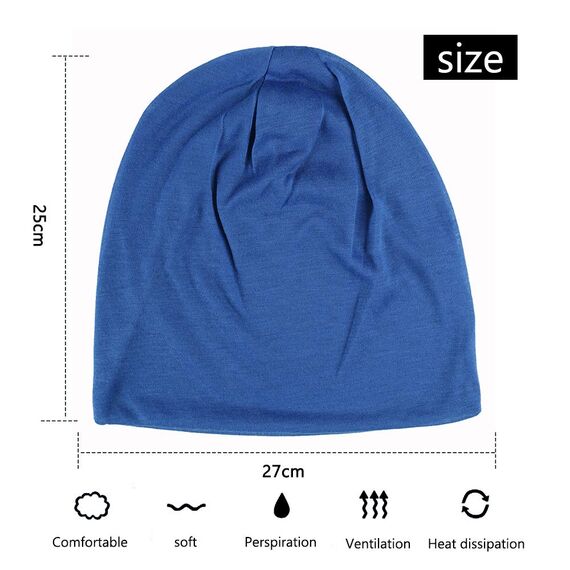 YOFASEN Slouchy Beanie Mütze - Chemo Cancer Kopfbedeckung aus Baumwolle Schlafmütze Turban Kopfbedeckung Strecken Muslimisches Kopftuch für Frauen Männer, Königsblau, One size