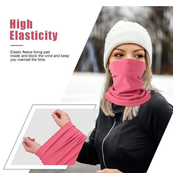 HEGCOIIE 2 Stück Damen Herren Winter Loop Schal Weichem Fleece Halswärmer Winddicht Ski Maske Schlauchschal Warmer für Skifahren Laufen Radfahren… (Rose+Lila)
