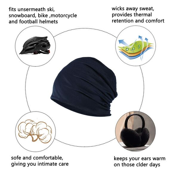 YOFASEN Slouchy Beanie Mütze - Chemo Cancer Kopfbedeckung aus Baumwolle Schlafmütze Turban Kopfbedeckung Strecken Muslimisches Kopftuch für Frauen Männer, Dunkelgrau, One size