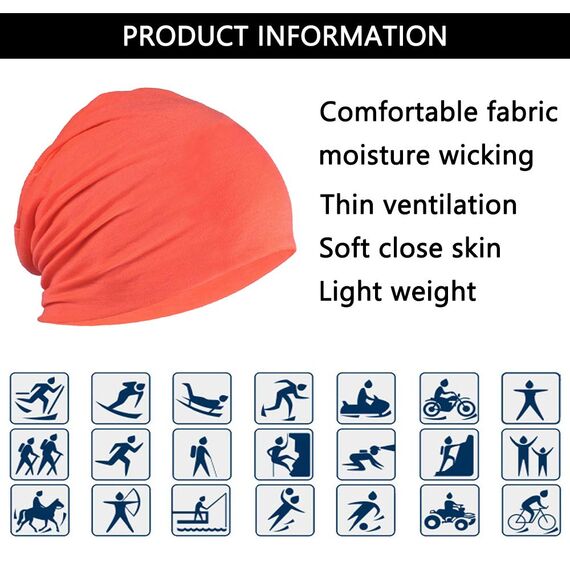 YOFASEN Slouchy Beanie Mütze - Chemo Cancer Kopfbedeckung aus Baumwolle Schlafmütze Turban Kopfbedeckung Strecken Muslimisches Kopftuch für Frauen Männer, Orange, One size