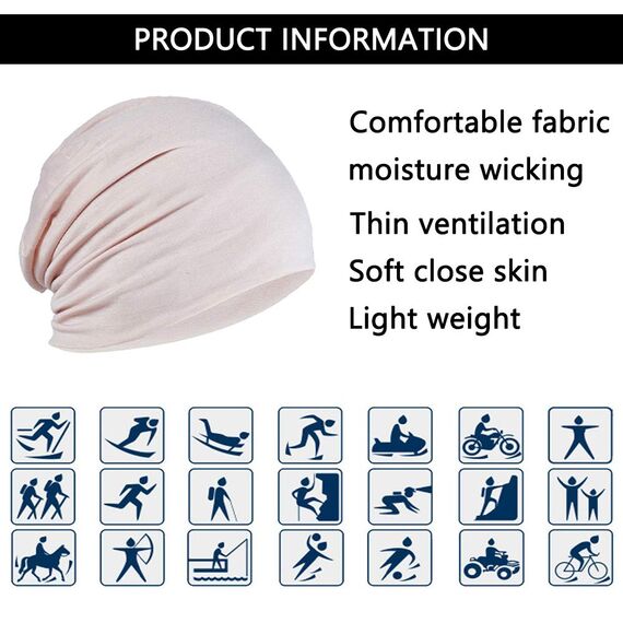 YOFASEN Slouchy Beanie Mütze - Chemo Cancer Kopfbedeckung aus Baumwolle Schlafmütze Turban Kopfbedeckung Strecken Muslimisches Kopftuch für Frauen Männer, Beige, One size