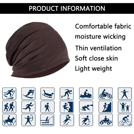 YOFASEN Slouchy Beanie Mütze - Chemo Cancer Kopfbedeckung aus Baumwolle Schlafmütze Turban Kopfbedeckung Strecken Muslimisches Kopftuch für Frauen Männer, Kaffee, One size