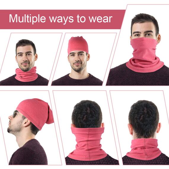 HEGCOIIE 2 Stück Damen Herren Winter Loop Schal Weichem Fleece Halswärmer Winddicht Ski Maske Schlauchschal Warmer für Skifahren Laufen Radfahren… (Rose+Lila)