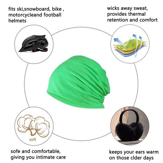 YOFASEN Slouchy Beanie Mütze - Chemo Cancer Kopfbedeckung aus Baumwolle Schlafmütze Turban Kopfbedeckung Strecken Muslimisches Kopftuch für Frauen Männer, Grün, One size