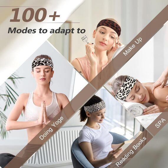 DiyJibb Stirnbänder für Damen, dehnbar, rutschfest, weiches Baumwolltuch, Haarbänder für Sport, Workout, Yoga und Laufen, 7 Stück (Leopardenmuster